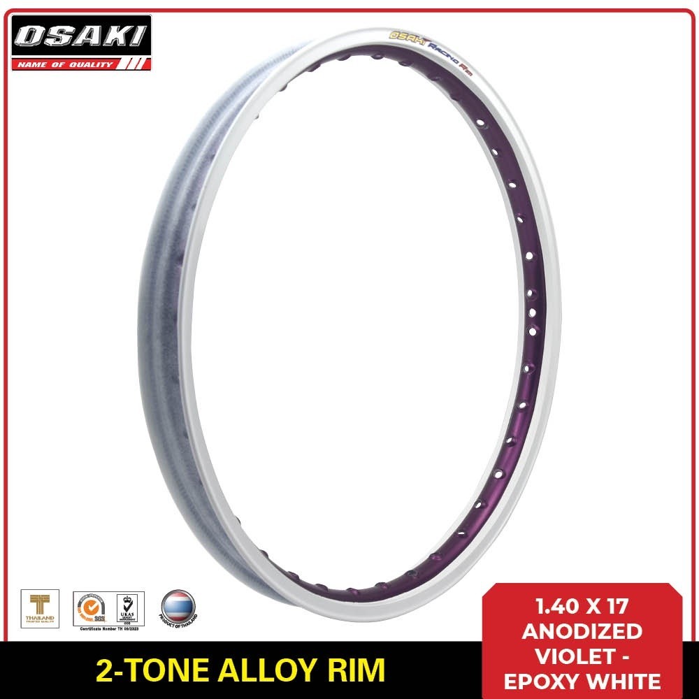 RQ+Osaki 1.20x17 / 1.40 x 17 2-Tone Alloy Rim [Anodized Color + White ...