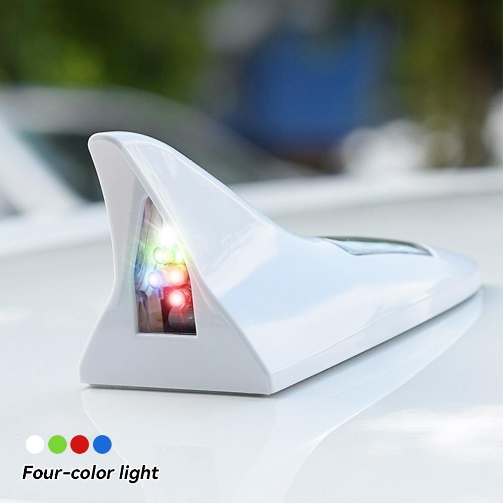 OM Car Solar Energy Shark Fin Antenna LED Warning Tail Lights 8 LED ...