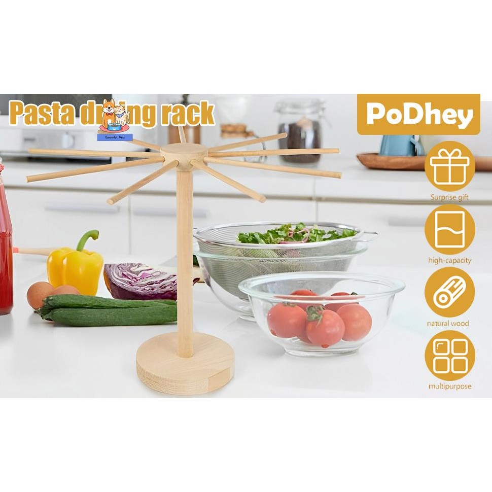 Pasta Drying Rack with 9 Bar Handles Wooden Noodle Drying Rack ...