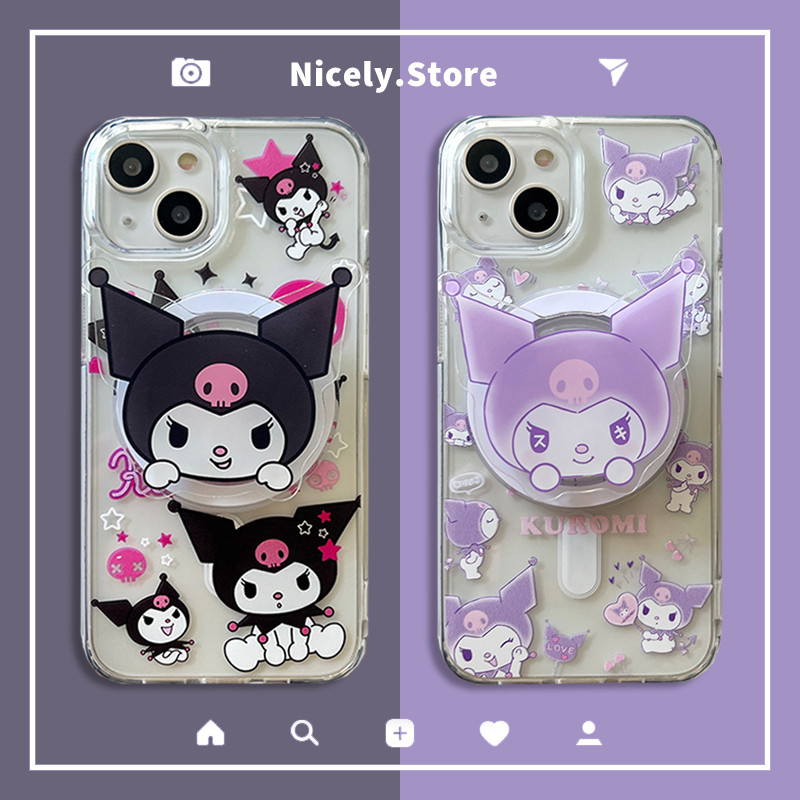 Kawaii Sanrio Kuromi Wireless Charging Holder Stand Phone Case
