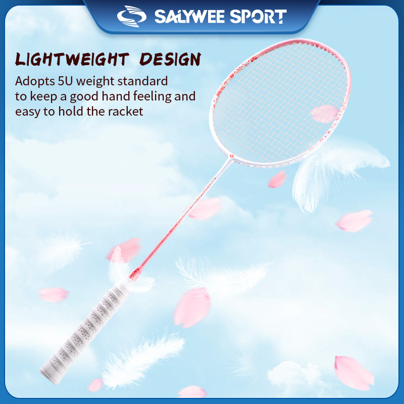 SALYWEE Blossom Rain 5U 26Lbs T800 Carbon Fiber Badminton Racket Fast ...