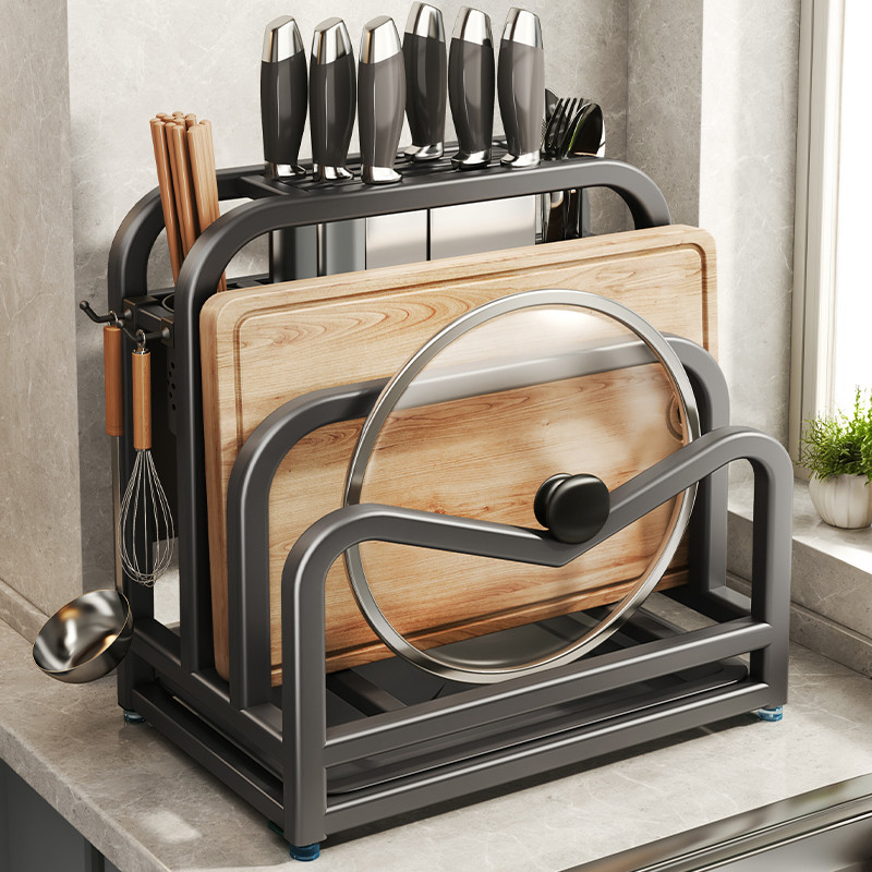 304 Stainless Steel Kitchen Organizer - Storage Drainer Rack for Lids/Cutting Boards/Knives/Utensils