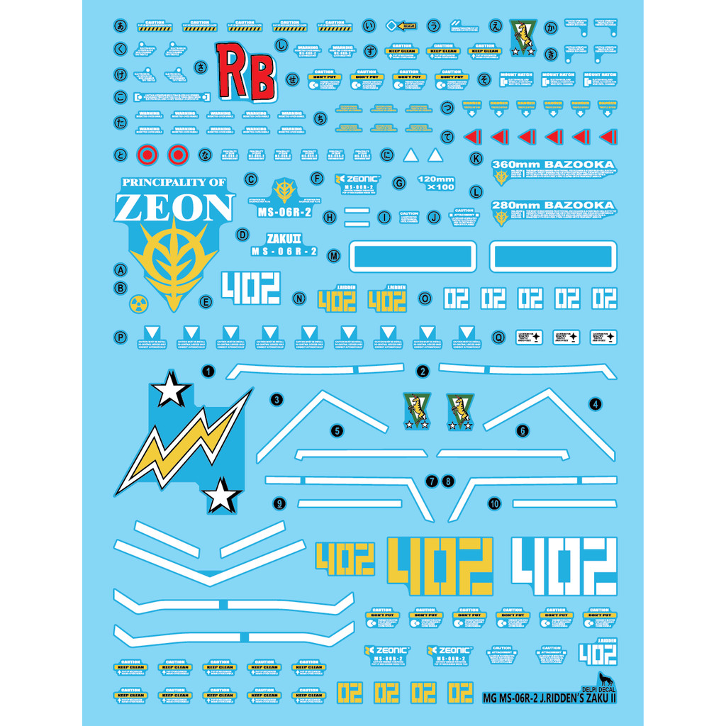 Delpi Decal MG Johnny Ridden Zaku Waterslide Decals | Shopee Philippines
