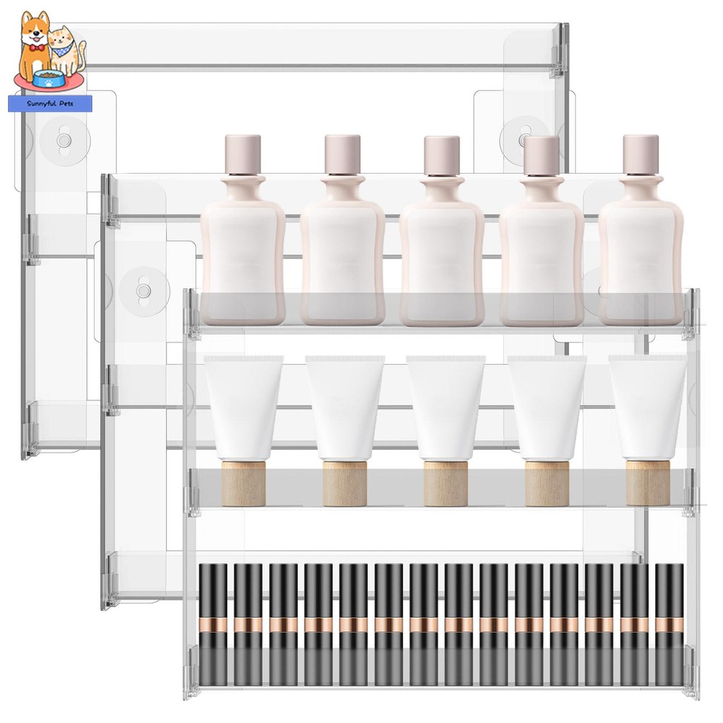 3Pcs 3 Tier Wall Mount Display Rack Plastic Nail Polish Display Rack ...