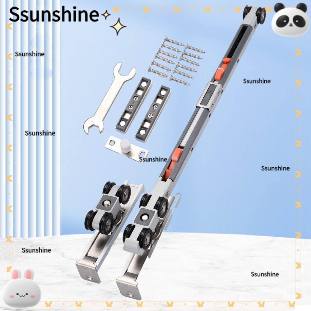 SSUNSHINE Sliding Door Wheel, Metal Buffer Rail Track Full Set ...