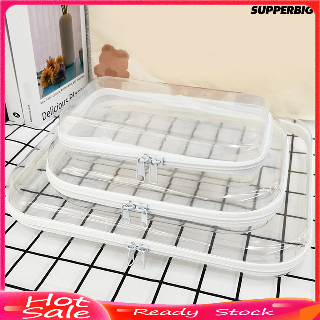 supperbig 1/3Pcs Double Zippered Hard Pouch Storage Box Transparent ...