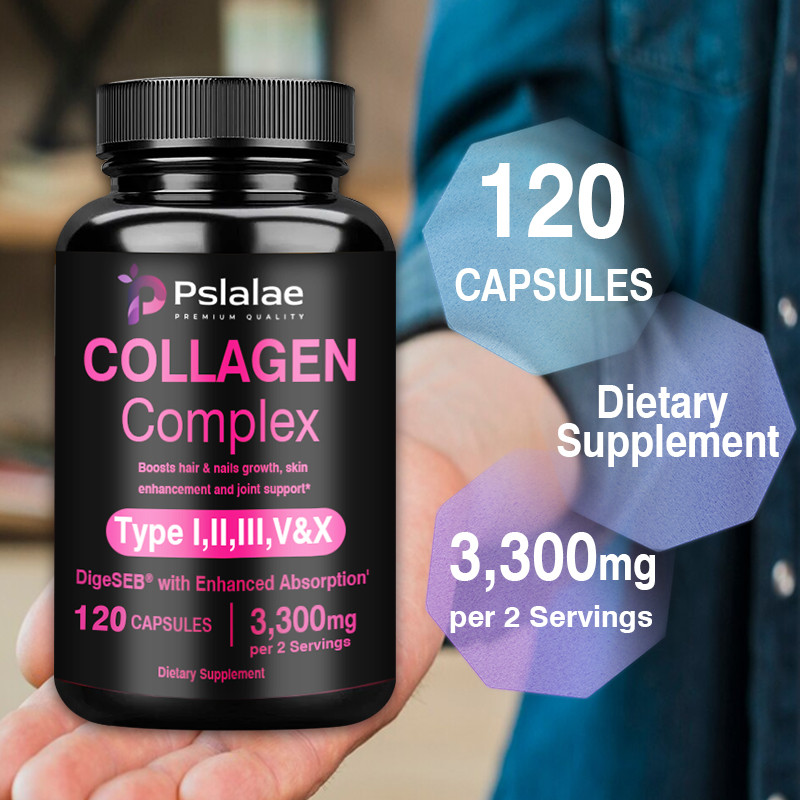 Xemenry Collagen Complex 3300mg - Types I, II, III, V, X Hydrolyzed Capsules For Hair, Skin, Nails & Joints
