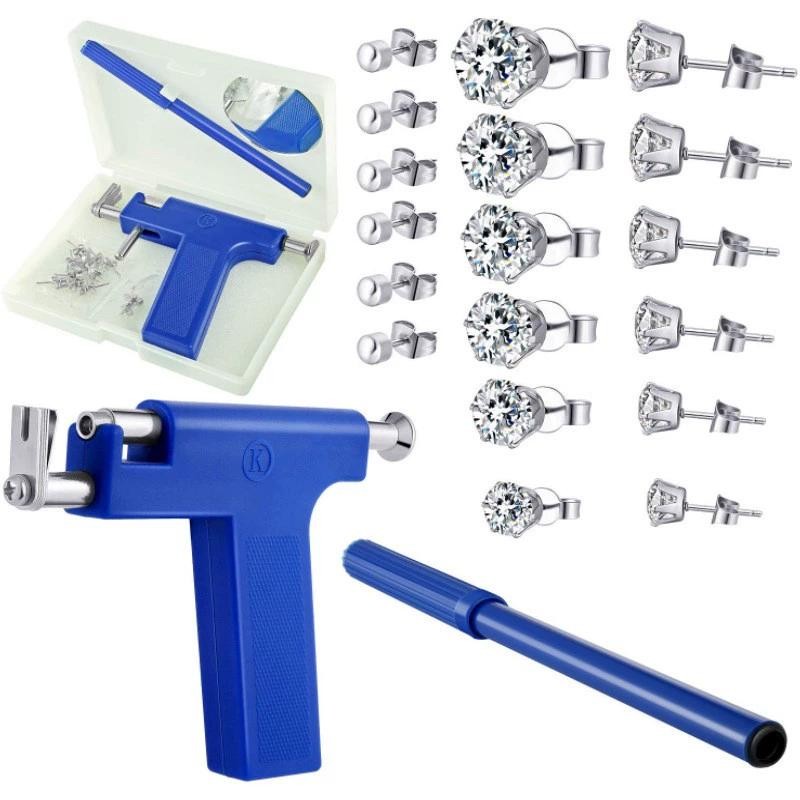 Ear Piercing Zirconia Stud Ear Gun Set Ear Nose Navel Piercing Machine ...