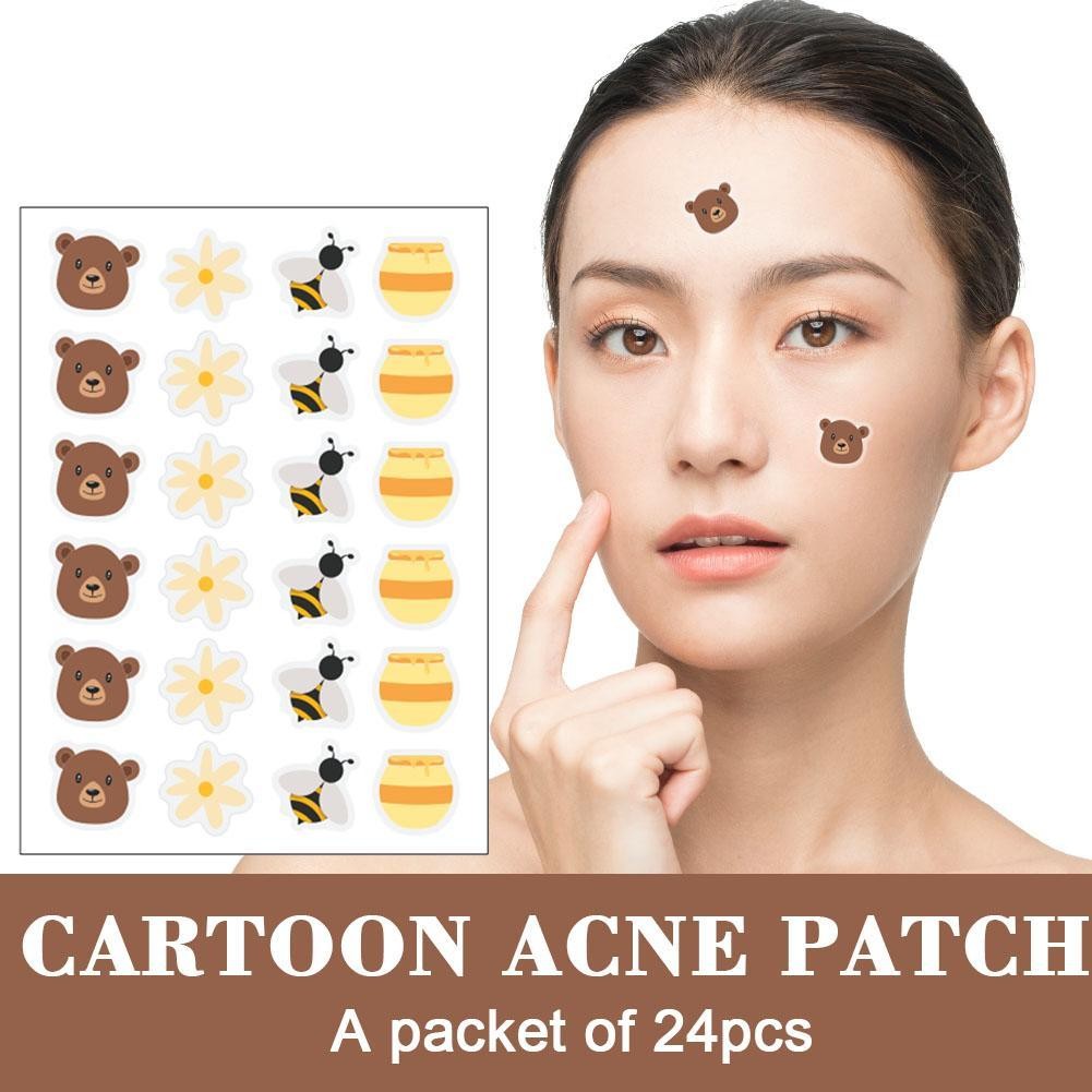 24pcs Bear Bee Cute Cartoon Invisible Acne Removal Pimple Care Face ...