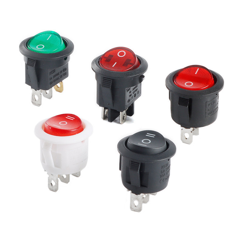 【5PCS】20mm Round KCD1 Rocker Switch 2/3/4 Pin 2 Gear 3 Gear 10A Silver ...