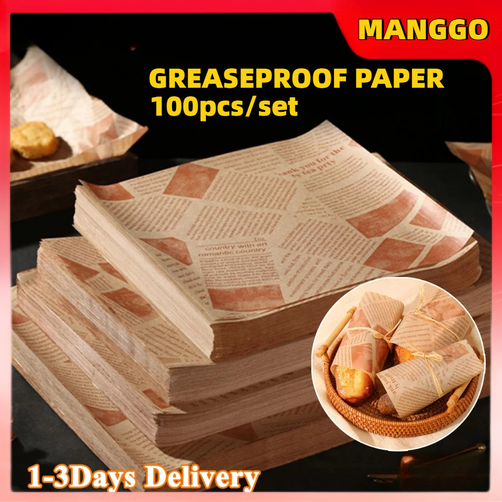 100Pcs Baking Wax Paper Sandwich Wrapper Paper Bread Burger Egg Drop ...