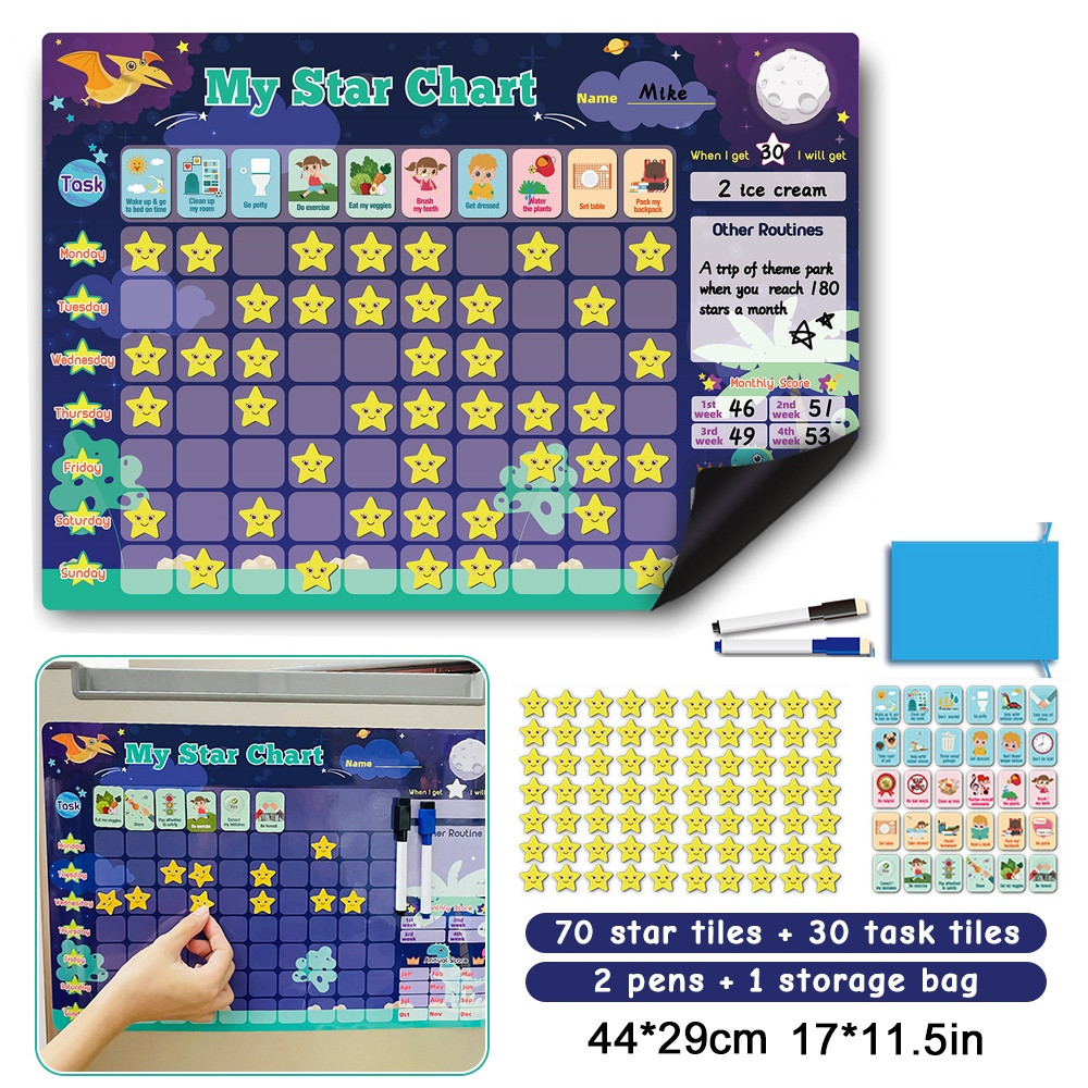 Magnetic Reward Behavior Chores Chart Board Educational Table Calendar ...