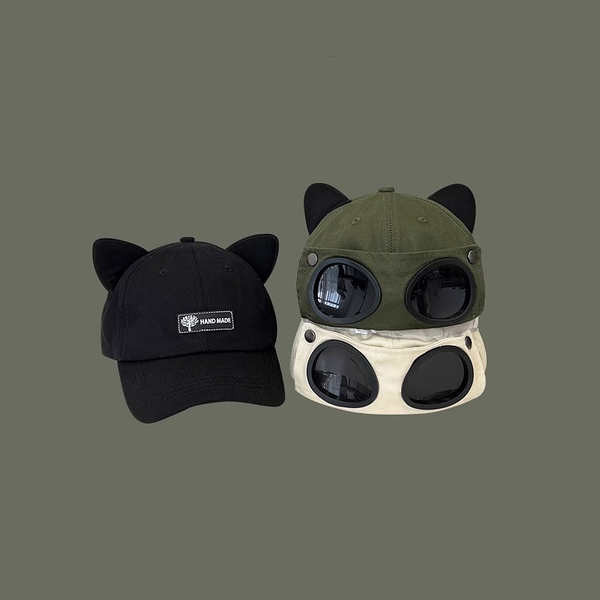 Korean Korean Street HipHop Pilot Glasses Baseball Hat Female Cute Cat