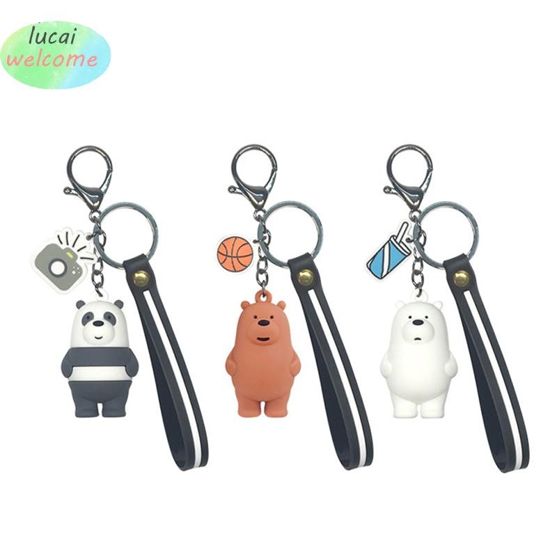 lu we bare bears keyrings ice bear key chain lanyard bag pendants ...