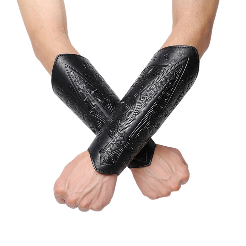 Marbit 1pc Medieval Leather Wrist Guards Embossed Leather Gauntlets ...