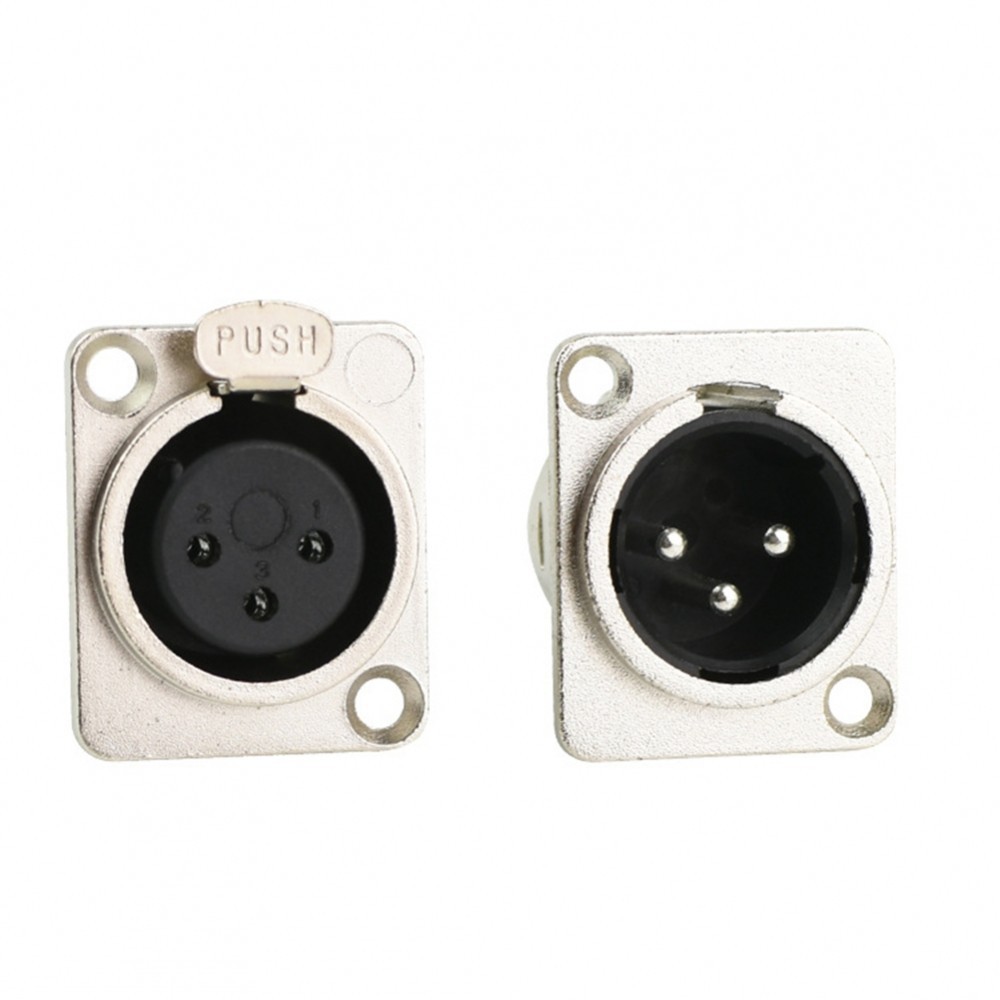 XLR 3 Pin Male Female Chassis Socket Mic Jack Connector for Rack Mount ...