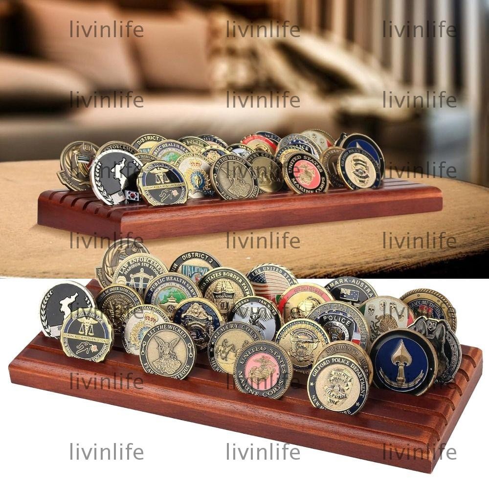 LIVINLIFE Coin Display Stand, 6 Rows 13 x 5 in Challenge Coin Display ...