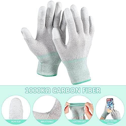 12 Pair ESD Electronic Working Gloves for PC Repair, Coated Palm Anti ...