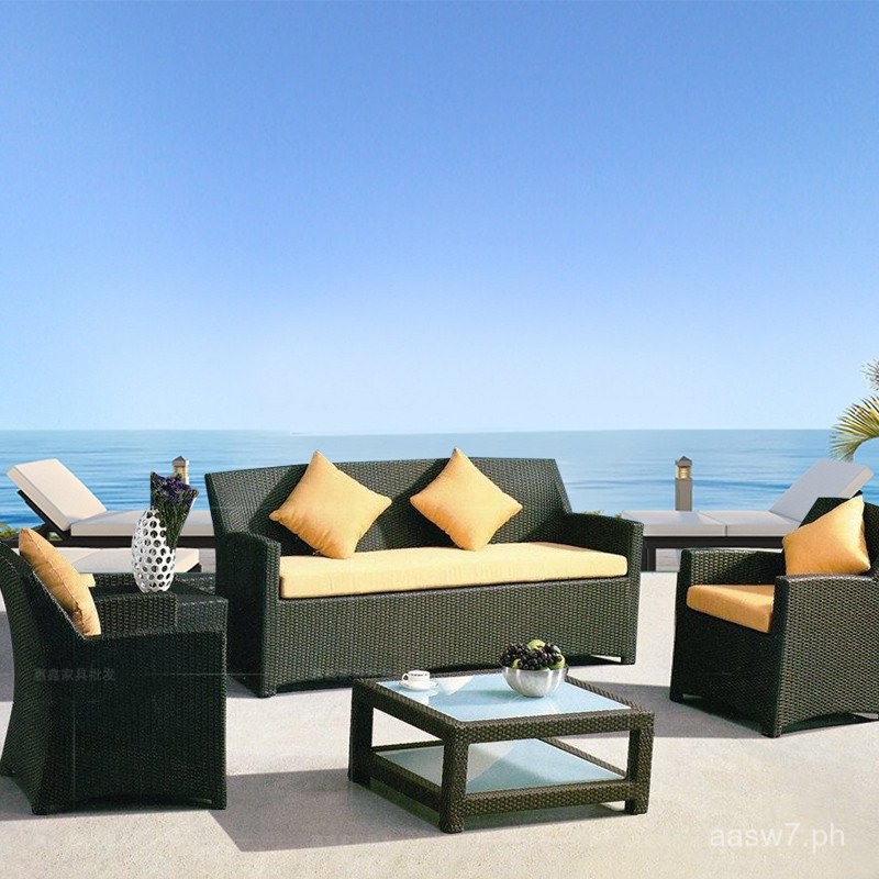 Outdoor Leisure Rattan Chair Sofa Set Simple Living Room Patio Rattan ...