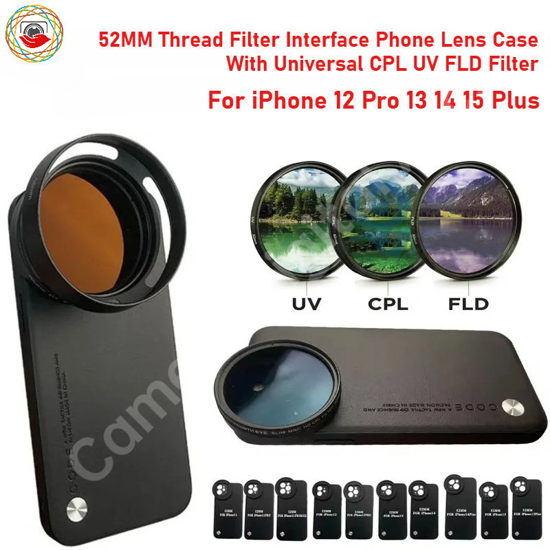 52MM Thread Filter Interface Phone Lens Case With Universal CPL UV FLD ...