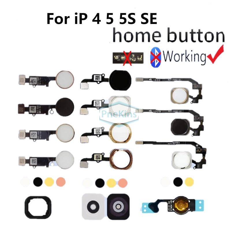 Phone 4 5 5S SE Home Button with Flex Cable Assembly Replacement Mobile ...