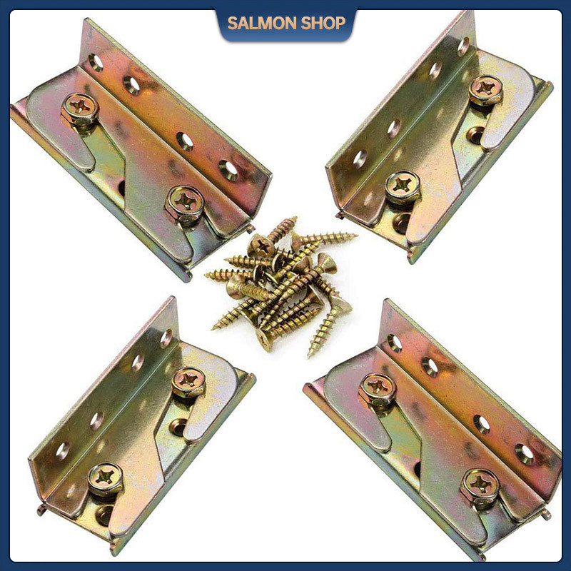 SSPH 4pair Heavy Duty Bed Brackets Wooden Bed Rail Bracket Bed Frame