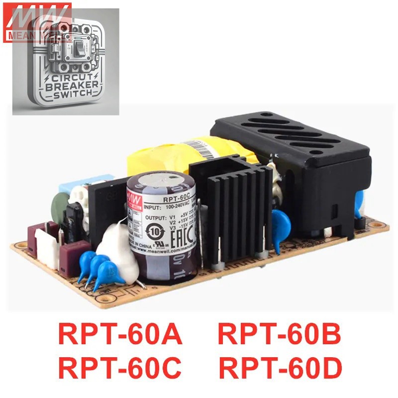 MEAN WELL PCB Type RPT-60 Series Triple Output Medical Grade Power ...