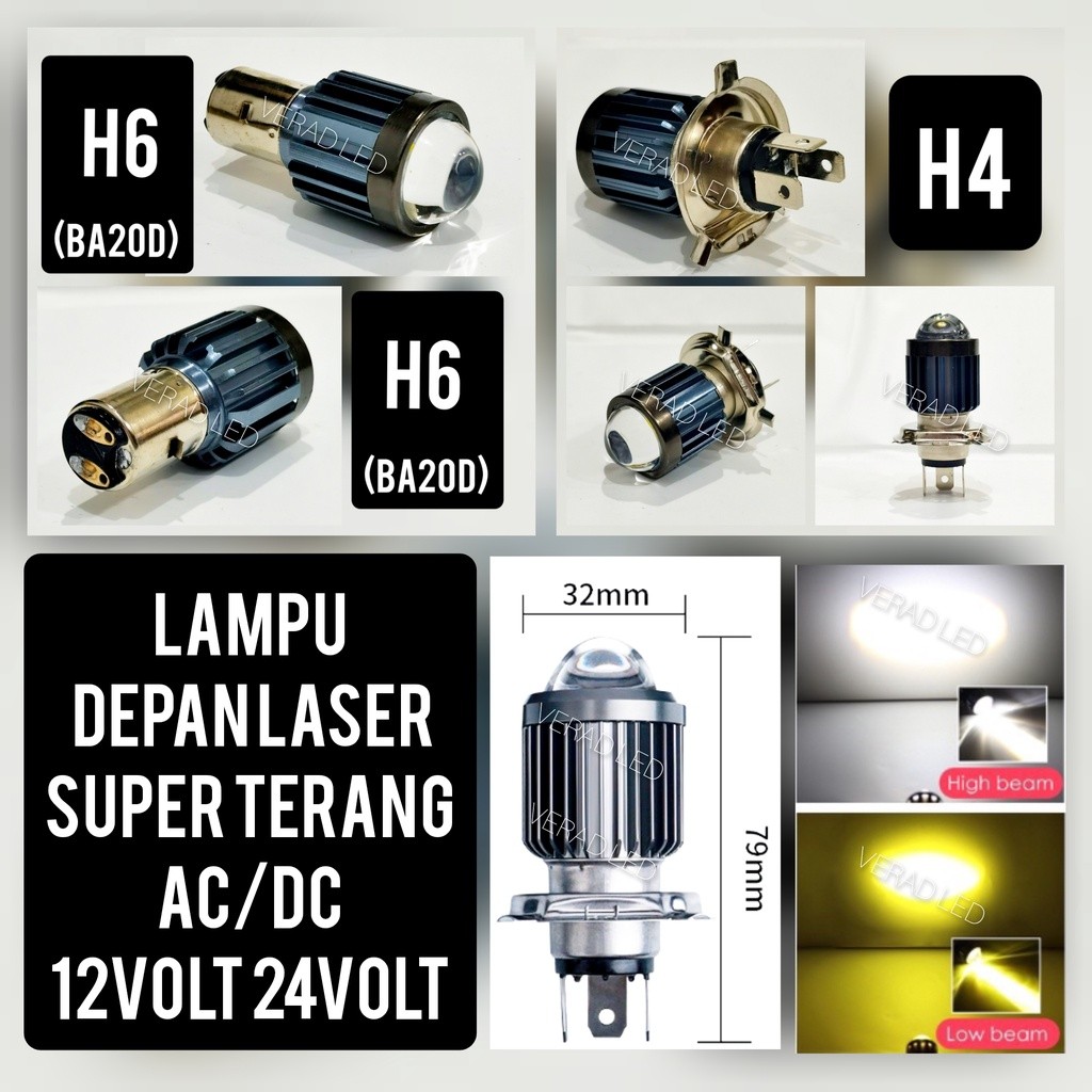 LASER MAIN HEADLIGHTS BA20D H6 H4 ACDC SUPER BRIGHT MOTORCYCLE CARS ...