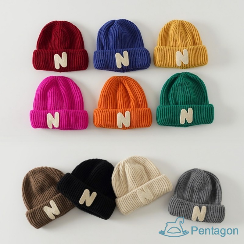 Autumn Winter Korean Letter N Woolen Hat For Boys Girls Warm Stylish ...