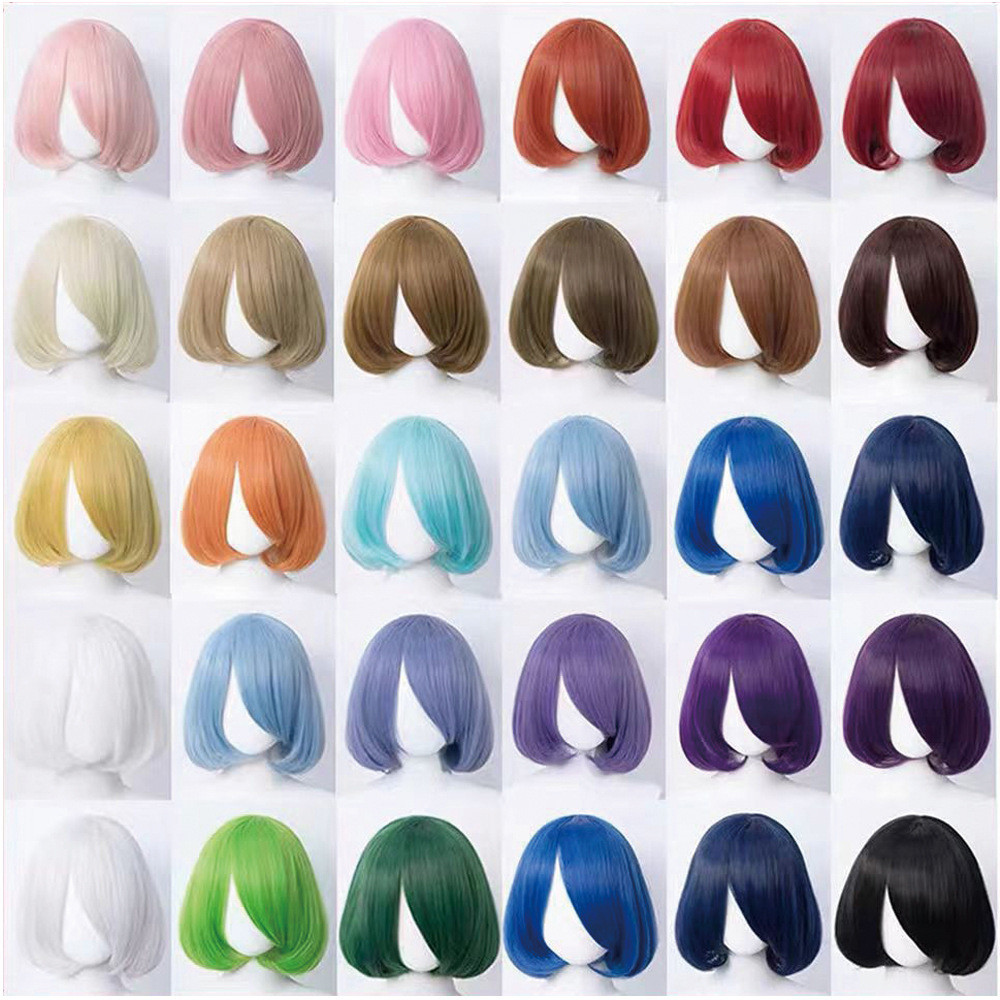 35cm Universal Multicolour Bob Wig Short Hair Wig For Woman Full Head ...