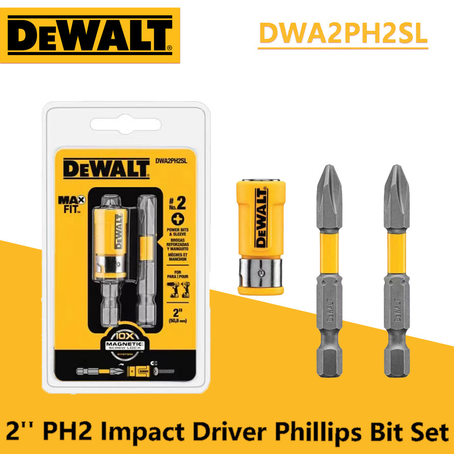 DEWALT DWA2PH2SL MAXFIT Screwdriver Bits 2'' PH2 Impact Driver Phillips ...