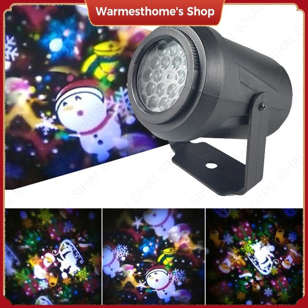 2024 Christmas 16 Patterns Laser Rotating Stage Light Led Snowflake ...