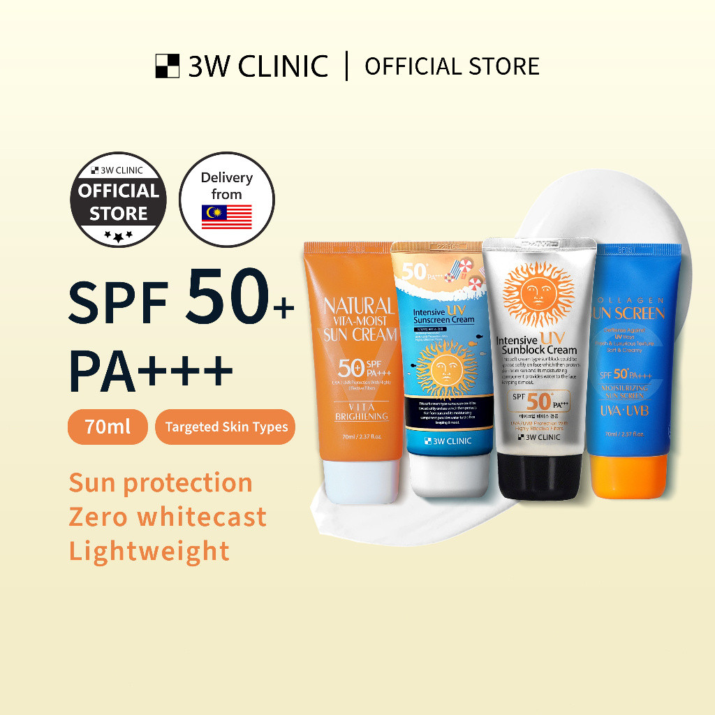 3W CLINIC Sunscreen Spf50 Sunblock Intensive UV Suncream SPF50 + PA ...