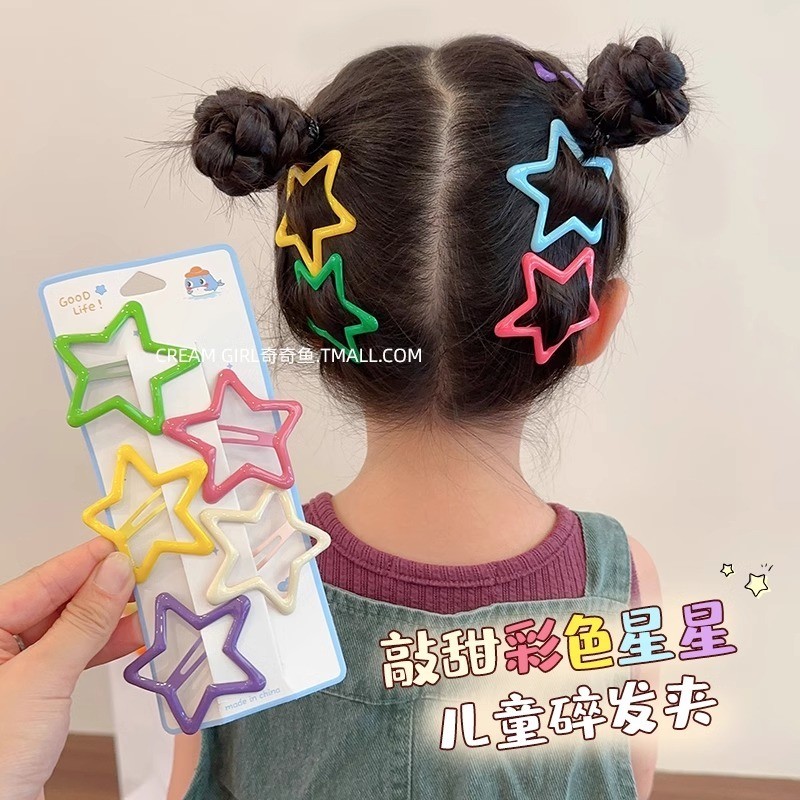 Sweet Colorful Star Hair Clips Cute Side Bangs bb Clip Girls Broken ...