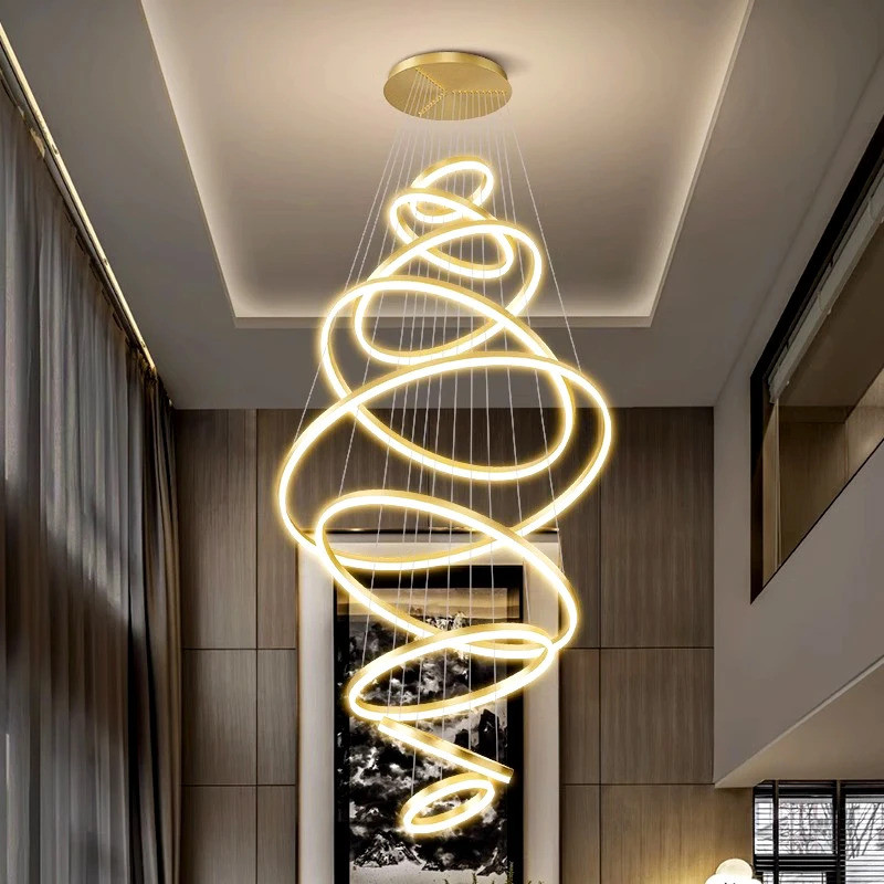 Modern Ring Stairs Led Lights Pendant Light Lamps For Living Room Led