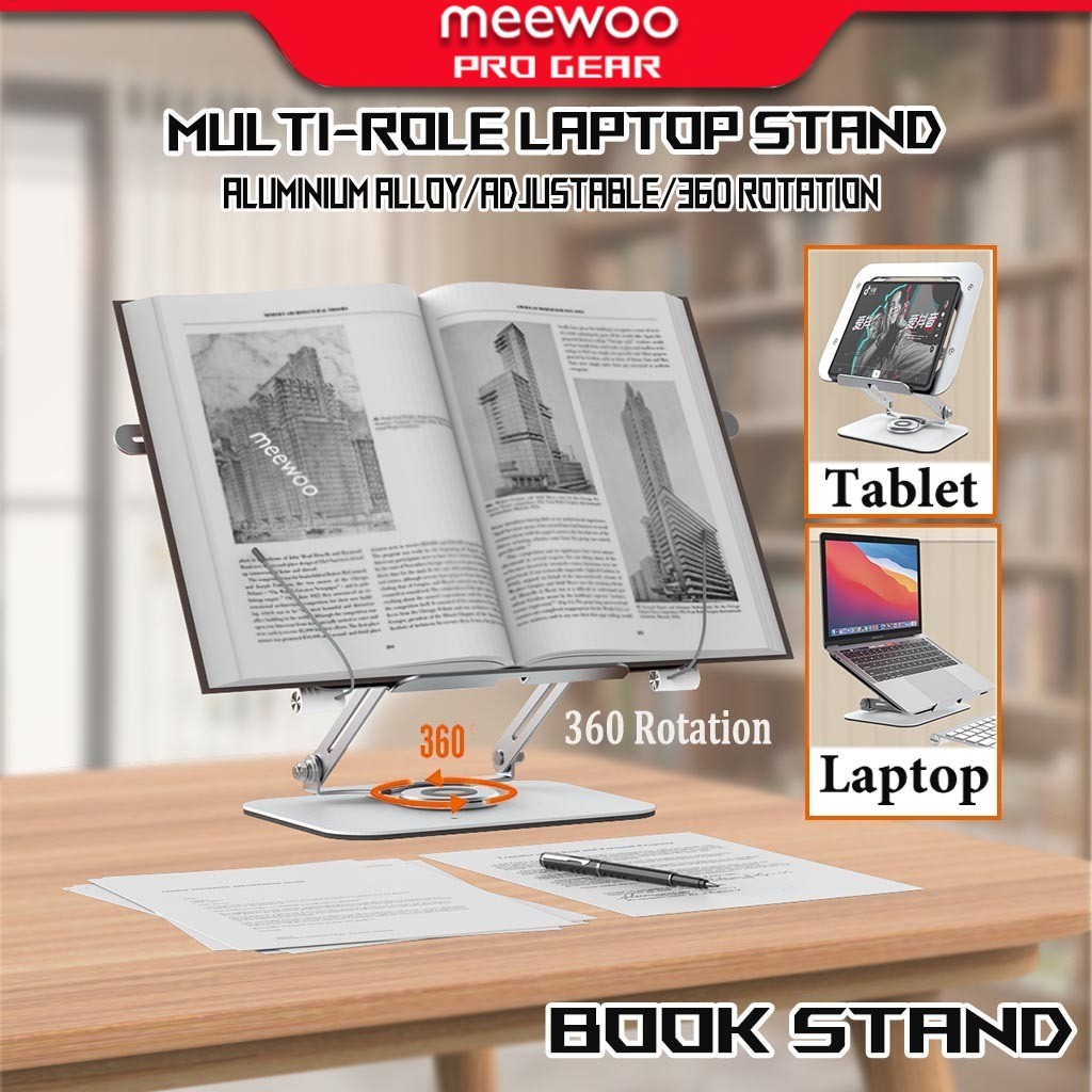 Meewoo Multifunctional Folding Reading Rack 360° Rotate Adjustable ...