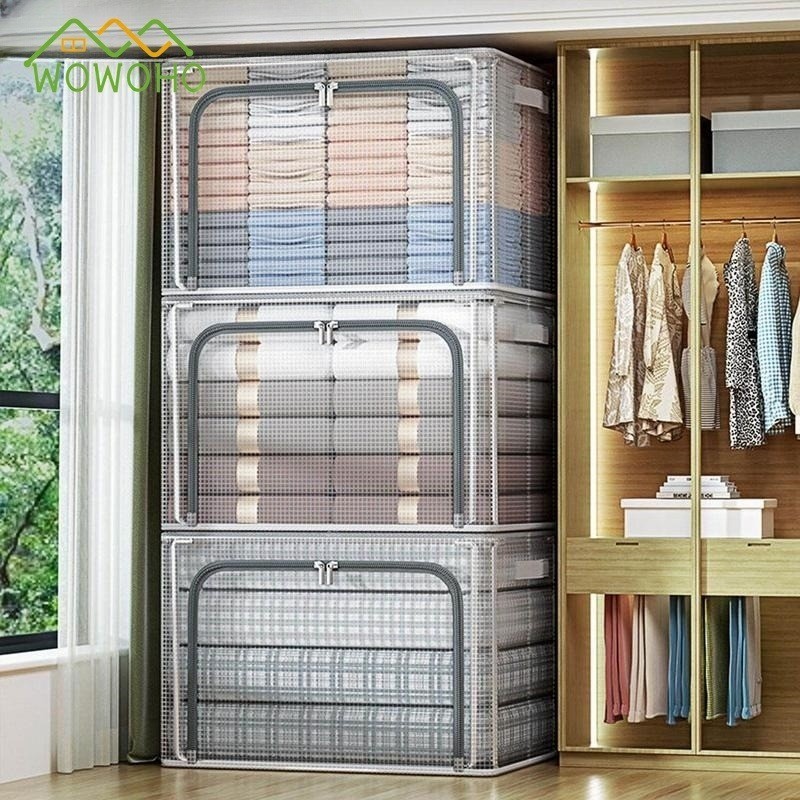 Clear PVC Large Clothes Organizer Container Box Bin Foldable Organizer ...