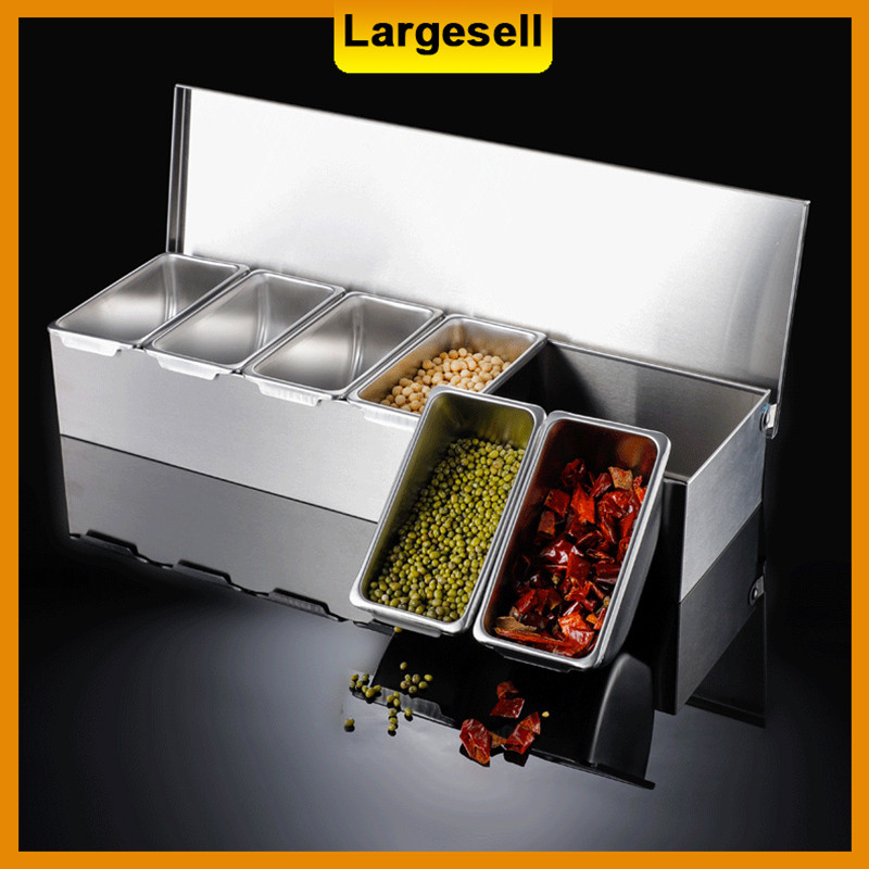 6 IN 1 Restaurant Seasoning Box Stainless Steel Salt Spice Seasoning ...