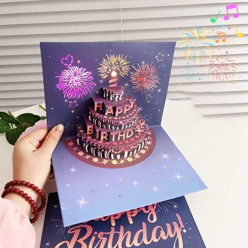 Birthday Card with LIGHTS & SOUND - Pop Up Happy Birthday Card For All ...