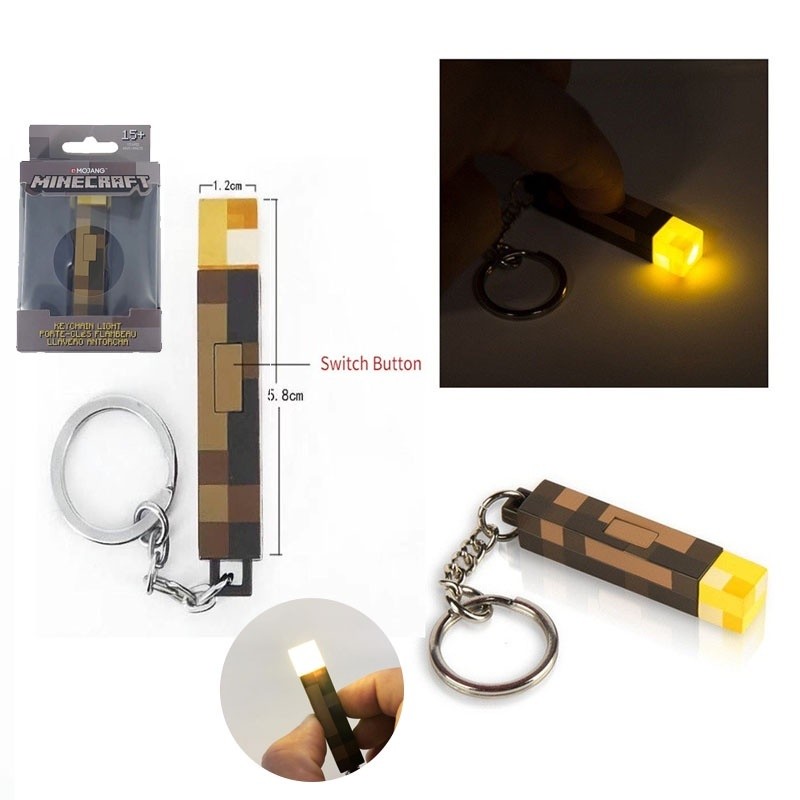 Minecraft Toys Torch Light Keychain LED Minecraft Games Luminous Torch ...