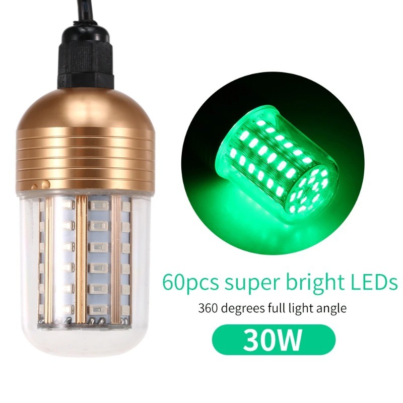 30W 2200LM Underwater LED Fishing Light - Submersible Bait Lamp For Night Fishing