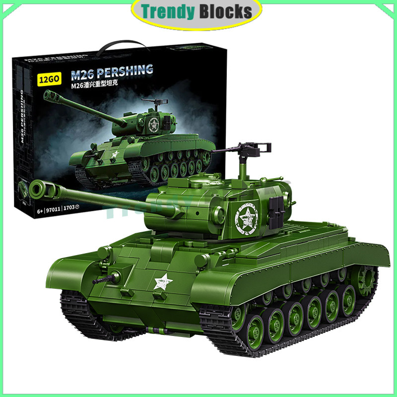 12GO,97011,WWII M26 Heavy Tank Building Blocks Pershing Tank Toys Gifts ...
