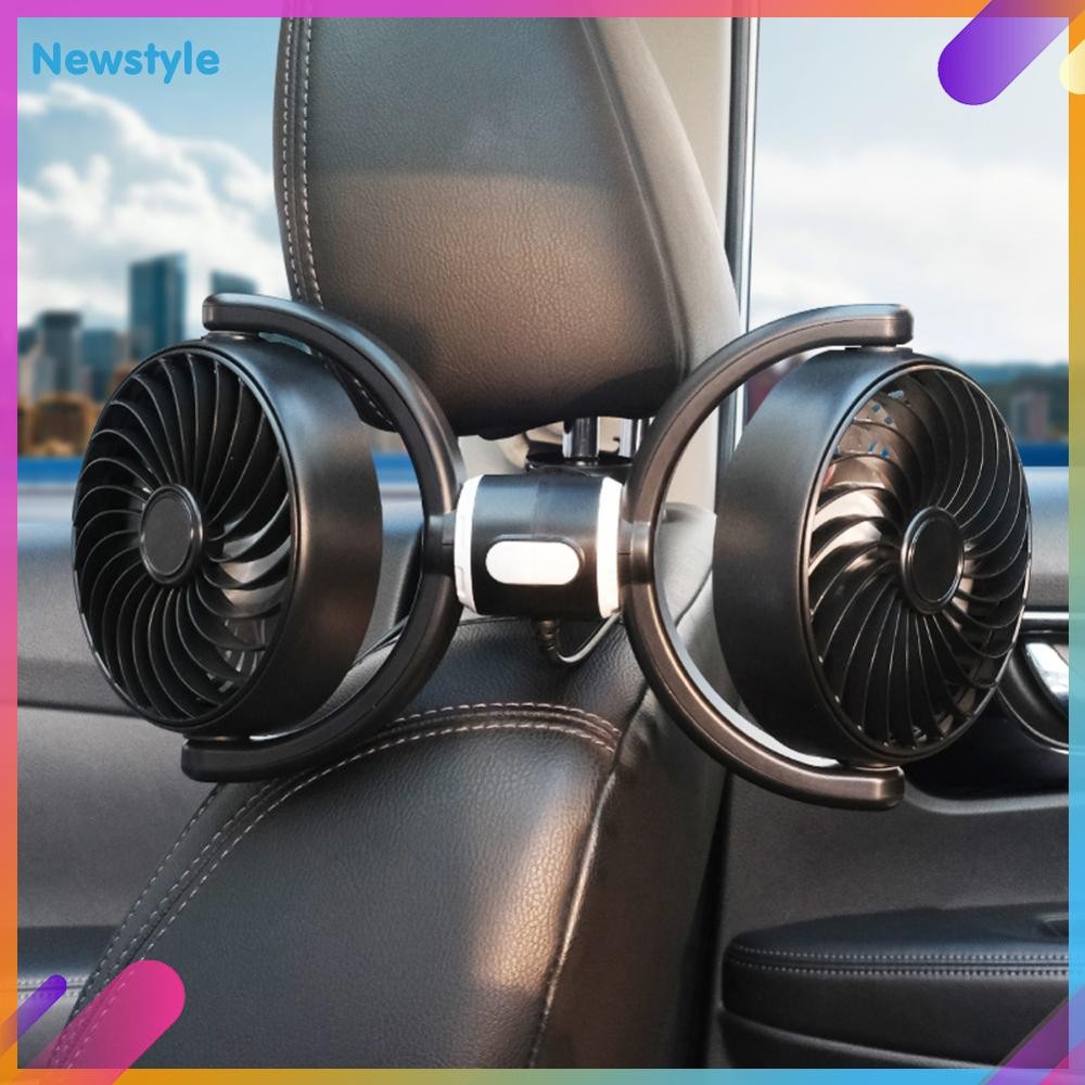Double Head Car Rear Fan USB Charge Big Wind 3 Speed Control Electric ...