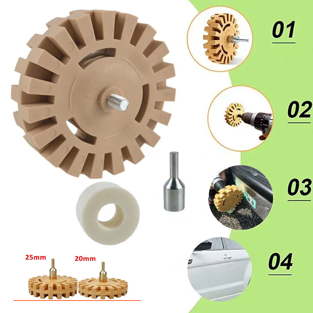 4inch Rubber Eraser Wheel with Drill Adapter Adhesive Remover Sticker ...