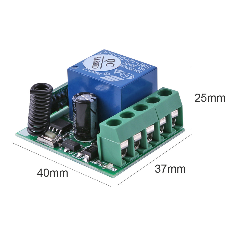 DC 12V 1 CH 433MHz Relay Switch Receiver Module for Garage Door LED