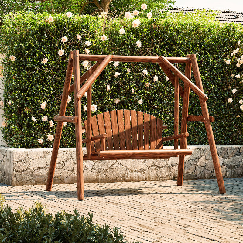 Villa Garden Park Yard Outdoor Solid Wood Rocking Chair Swing Wooden ...
