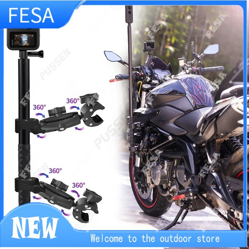 Motorcycle Bicycle Camera Holder Invisible Selfie Stick Handlebar RAM ...