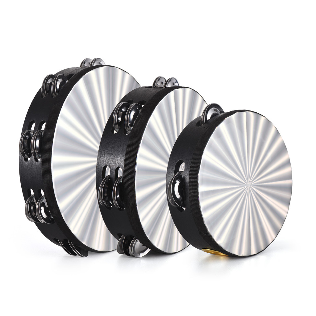 3 Pack Tambourine for Adults Pleasant Jingle Sound Hand Cranked Bell ...