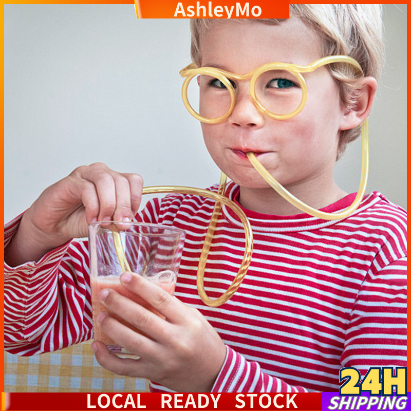 AshleyShop Kids Plastic Eyeglasses Straws Glasses Drinking Straw Crazy ...