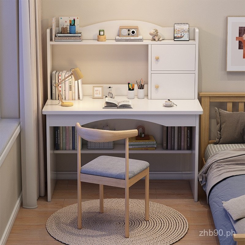 Desk and Bookshelf Integrated Table Simple Modern Home Desktop Computer ...